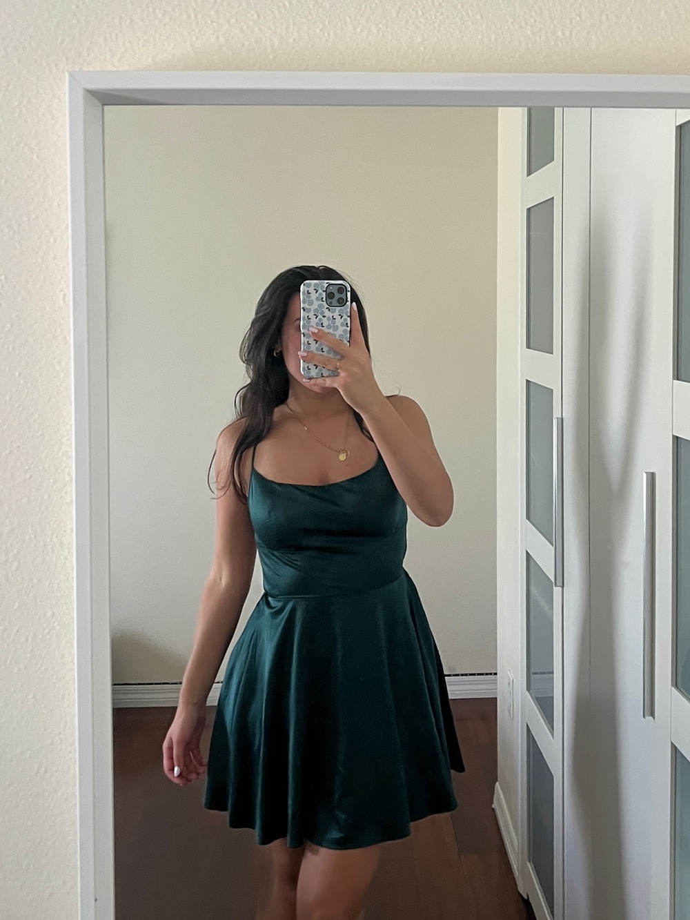 Windsor Dark Green Satin Mini Dress
